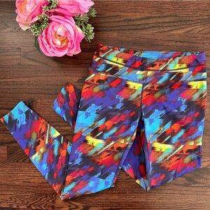 Athleta Colorburst Sonar leggings, size M